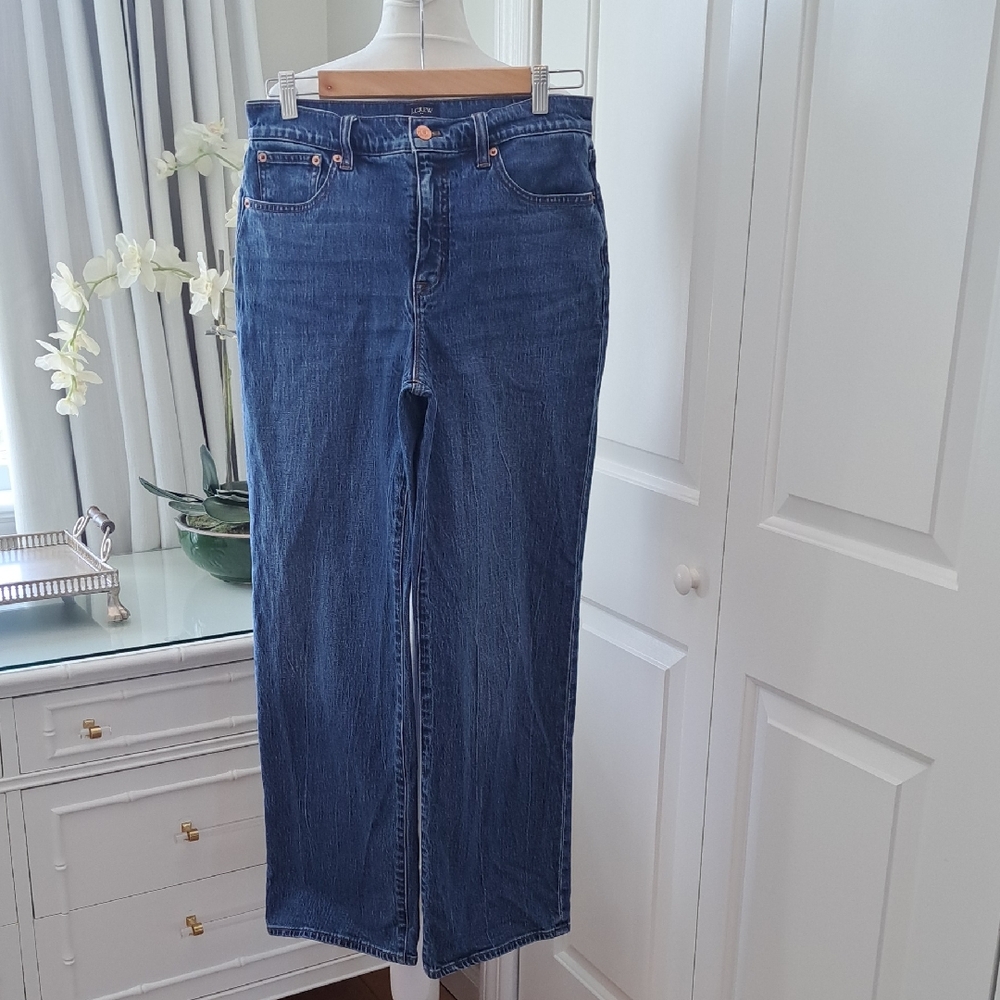 J. Crew Factory Womens Med. Stretch Wash Full Length Wide-Leg High Rise Jeans 28